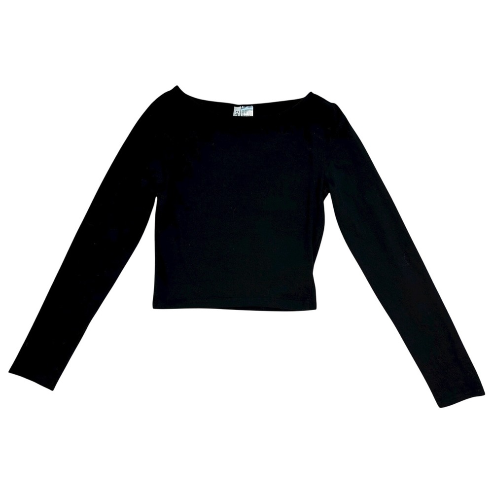 H&M Divided Black Long Sleeve Crop Top XS Basic Minimalist